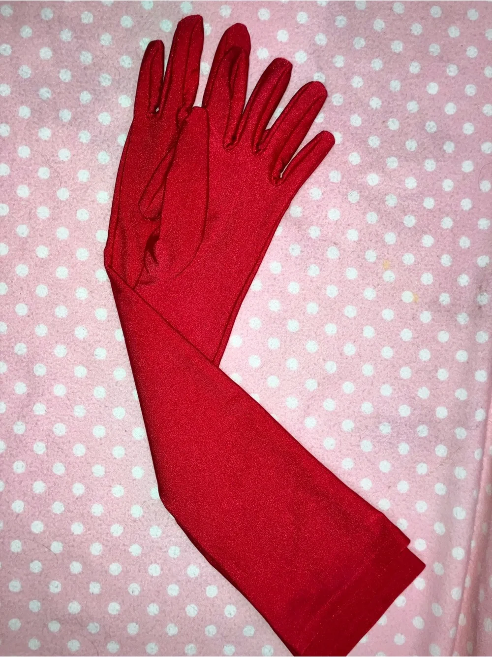 Red Long Evening Gloves - Women OS
